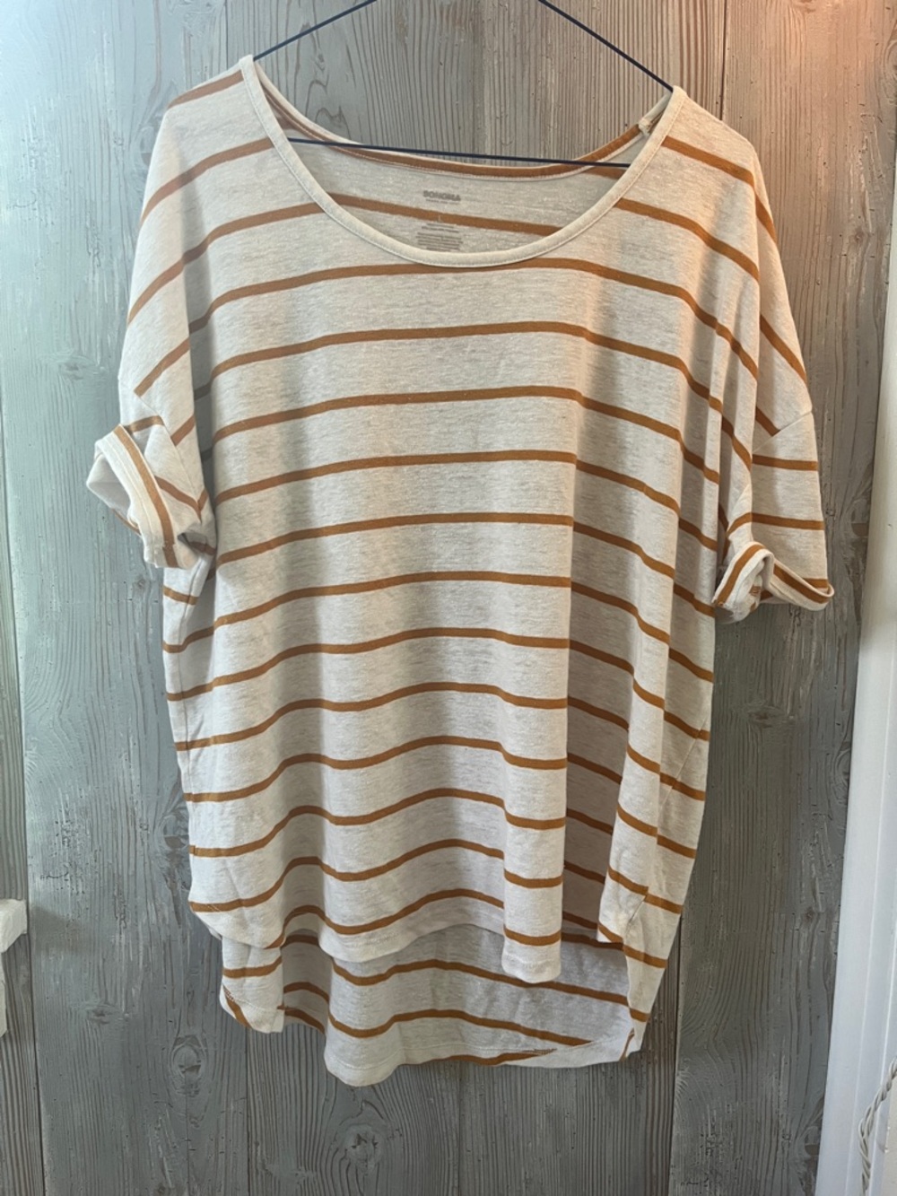 Sonoma Cream Top with Tan Stripes